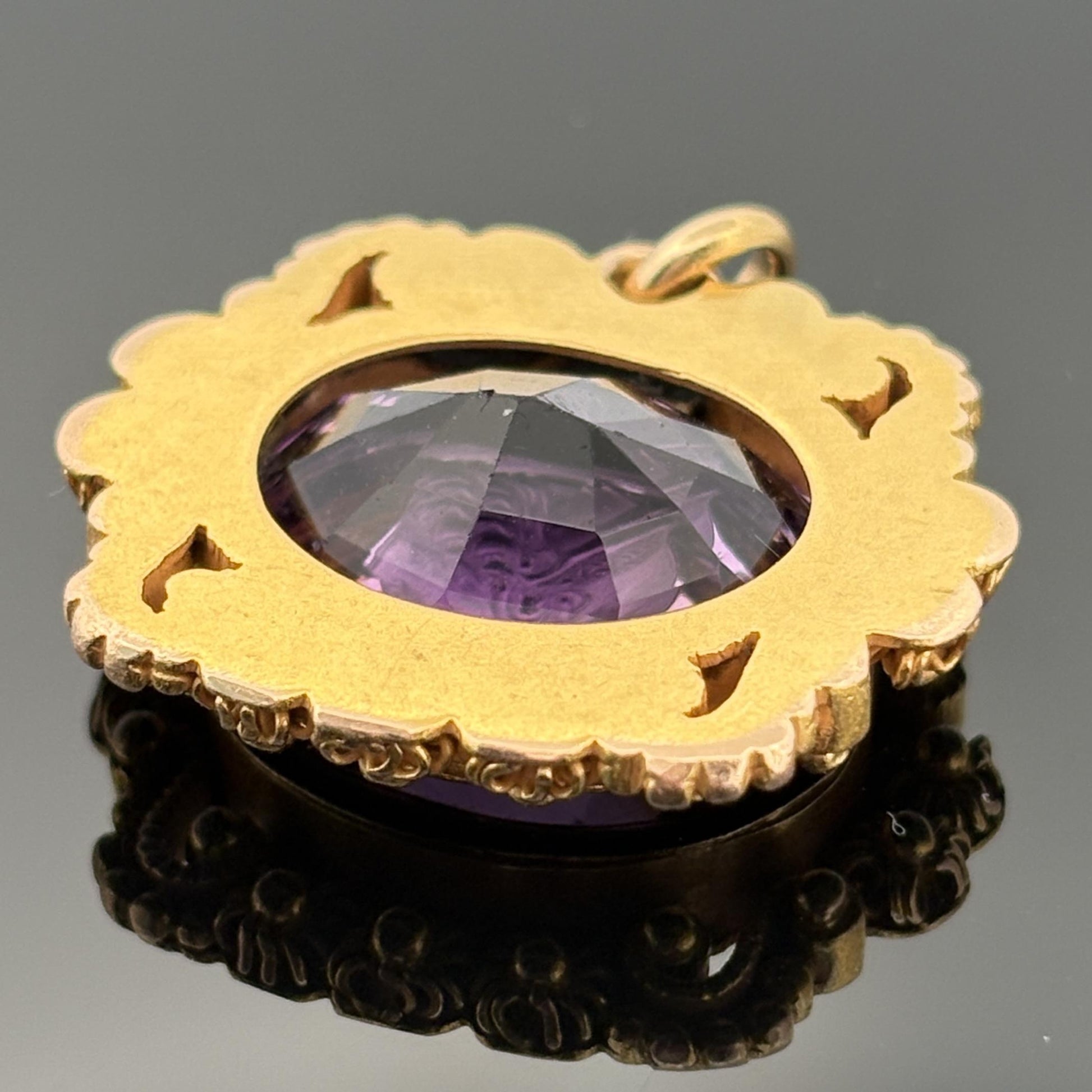 Antique Victorian Amethyst Mercury Cameo Pendant 14k Yellow Gold