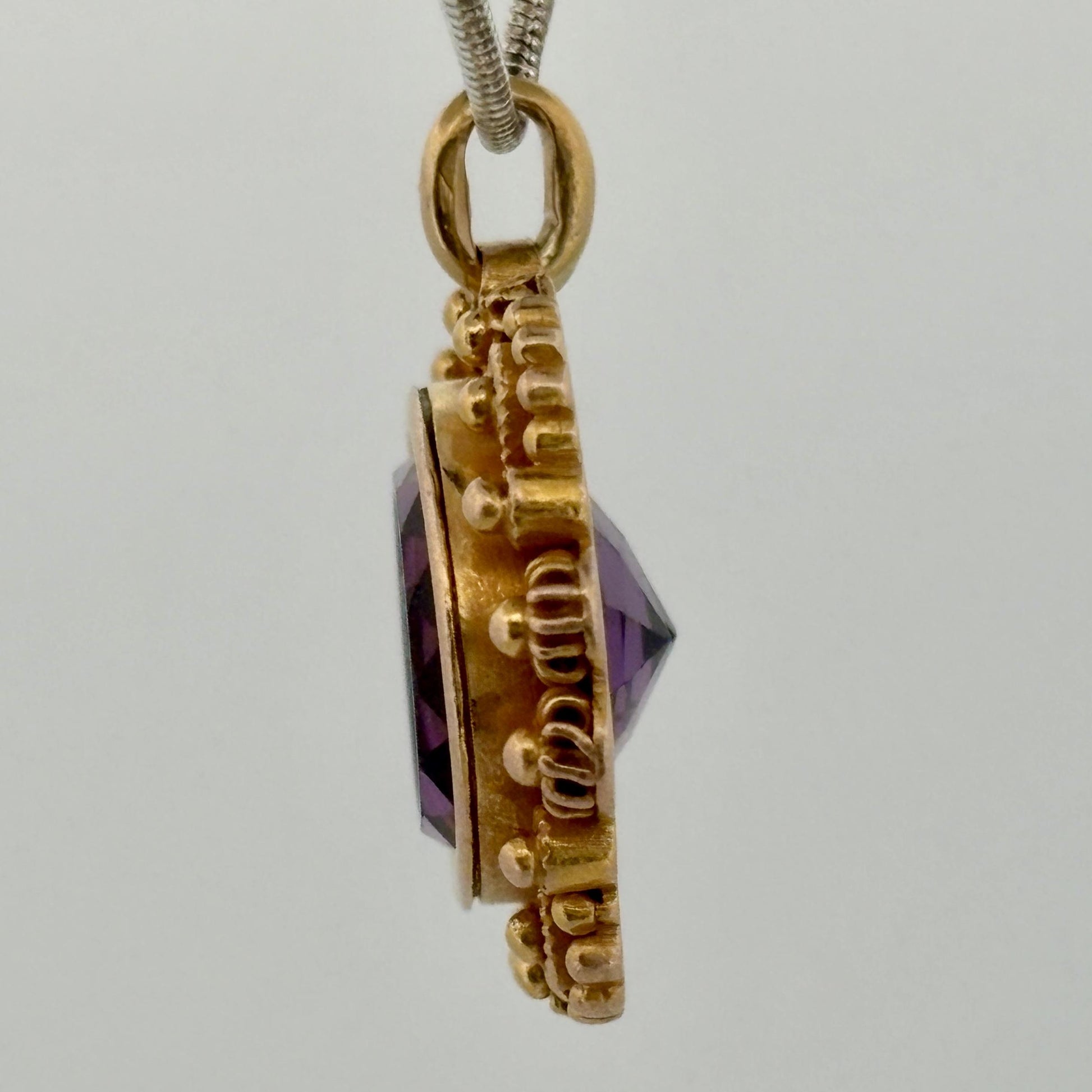 Antique Victorian Amethyst Mercury Cameo Pendant 14k Yellow Gold