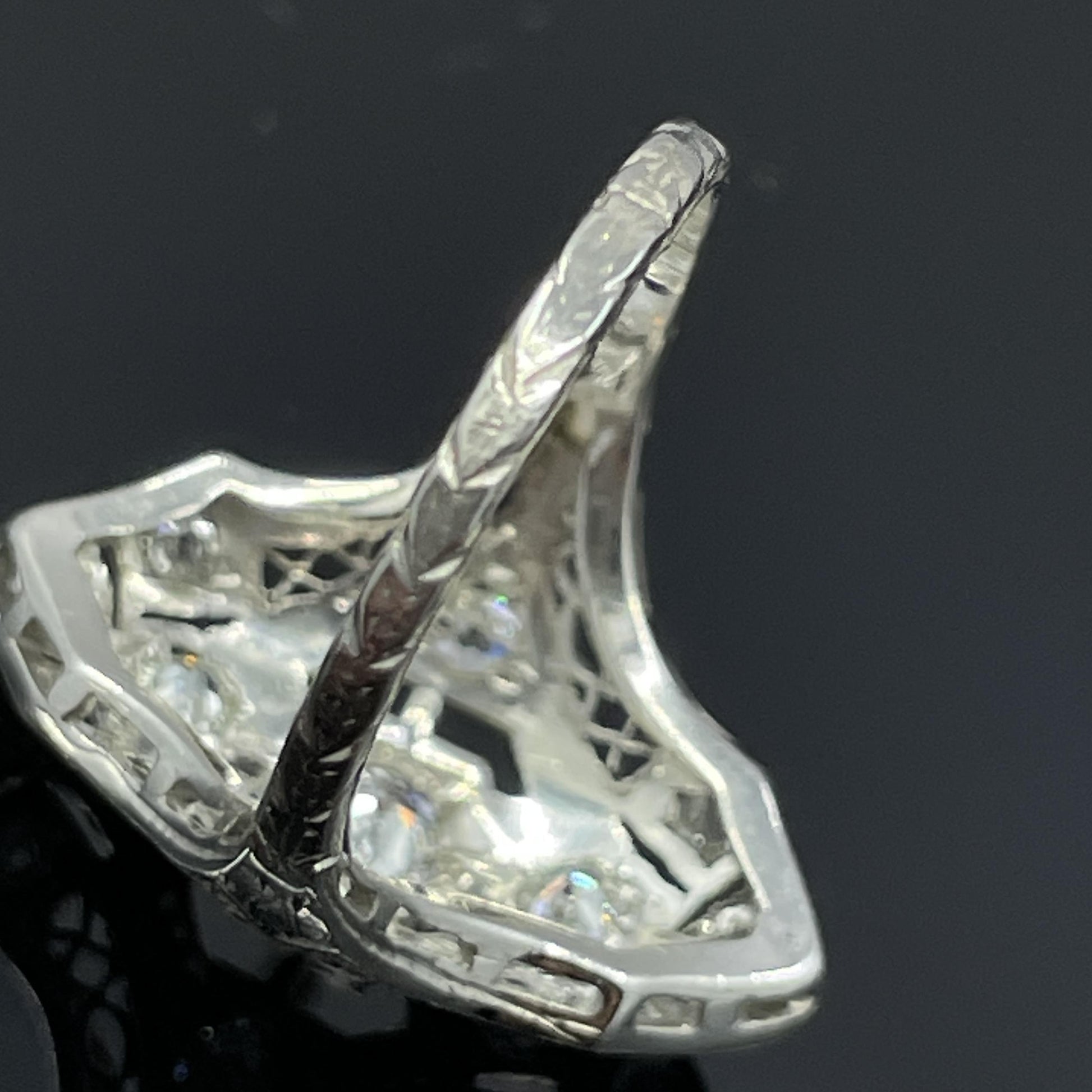 Antique Edwardian Platinum Filigree Diamond Ring