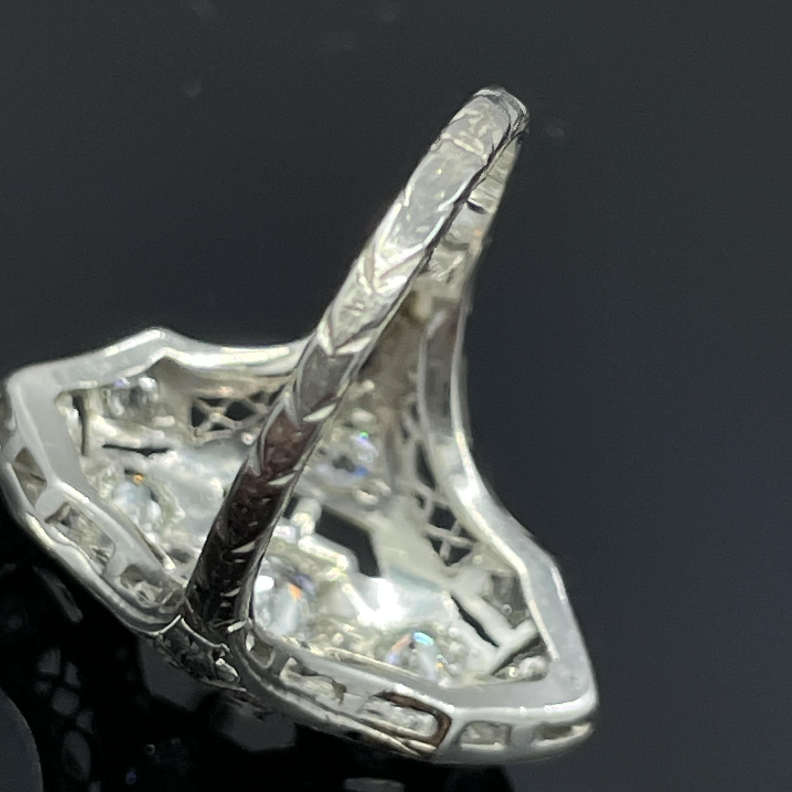 Antique Edwardian Platinum Filigree Diamond Ring