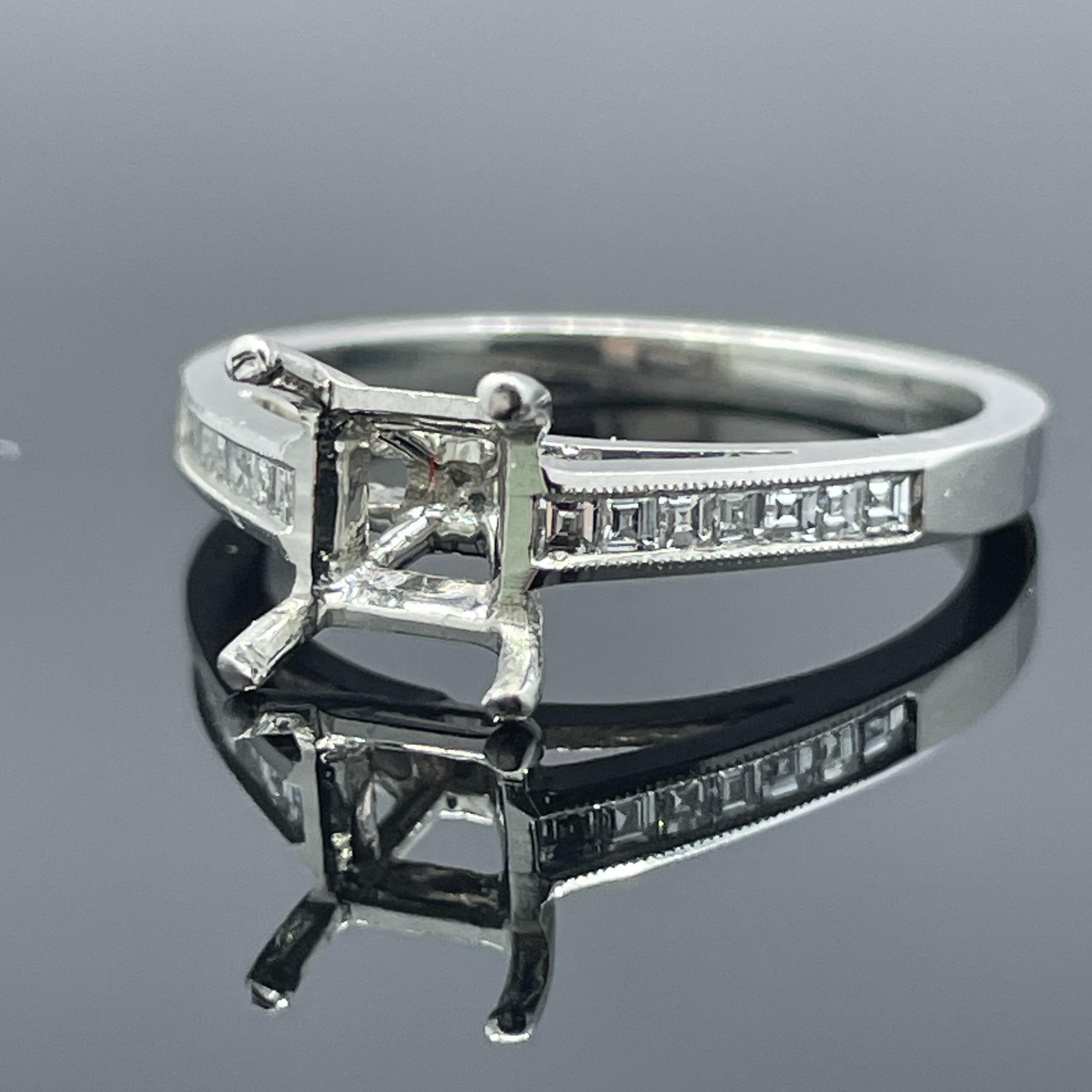 Jeff Cooper Platinum Engagement Ring Setting For ~ 6mm Square Stone - $3,620