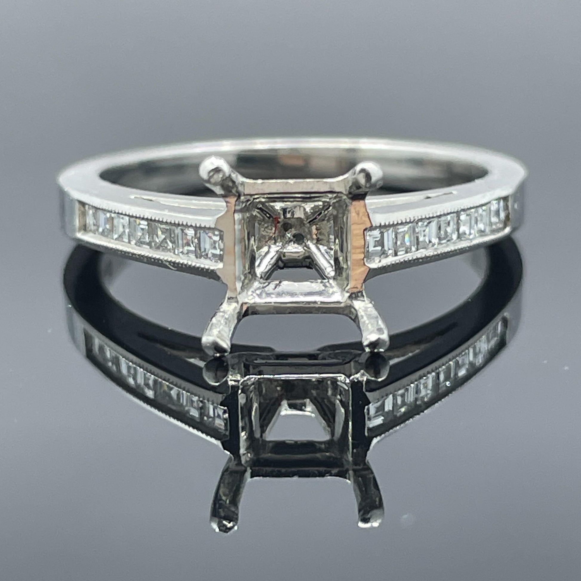 Jeff Cooper Platinum Engagement Ring Setting For ~ 6mm Square Stone - $3,620