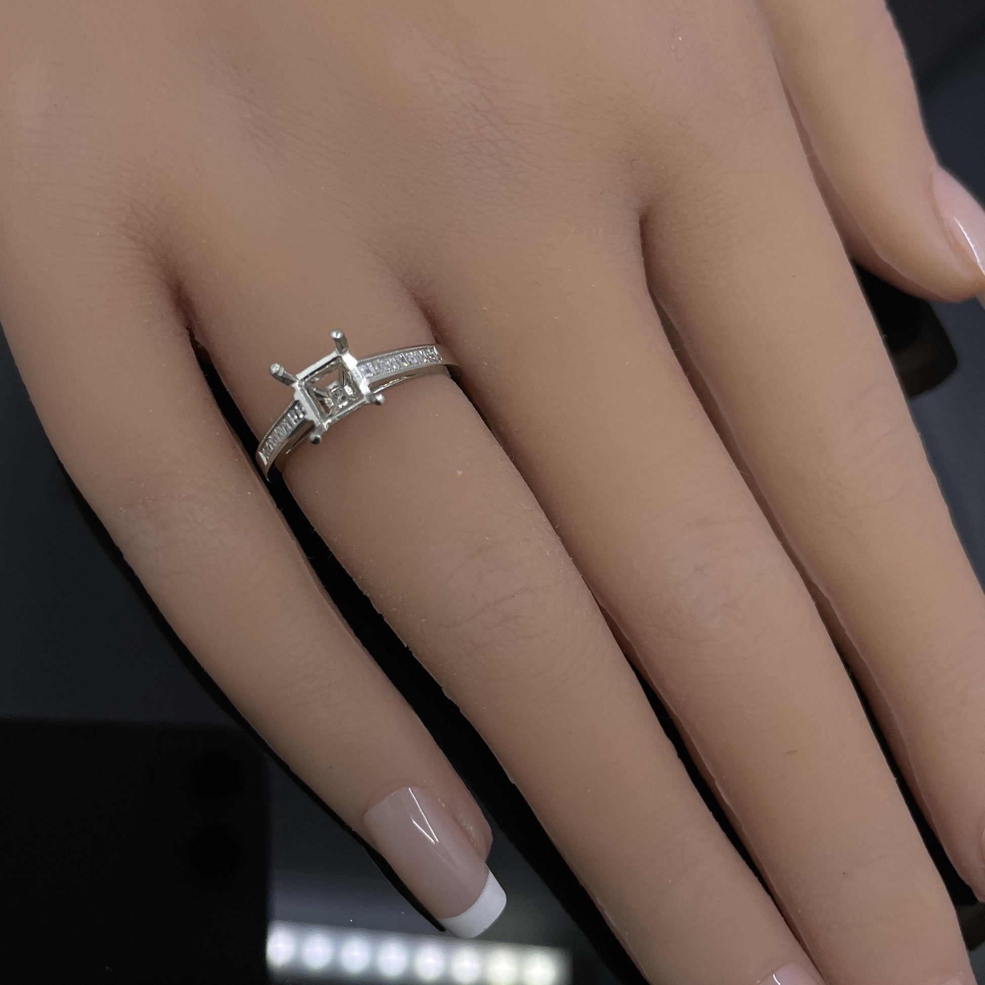 Jeff Cooper Platinum Engagement Ring Setting For ~ 6mm Square Stone - $3,620