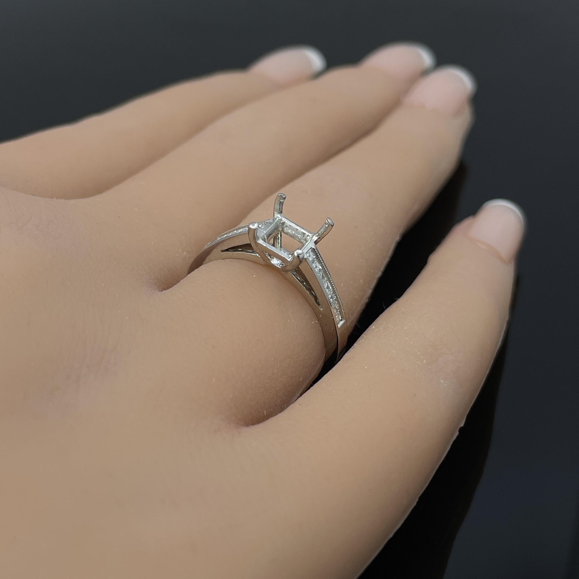 Jeff Cooper Platinum Engagement Ring Setting For ~ 6mm Square Stone - $3,620
