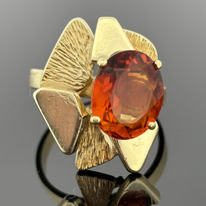Mid-Century Modern Mediera Citrine Ring 18k - G. Alcedo