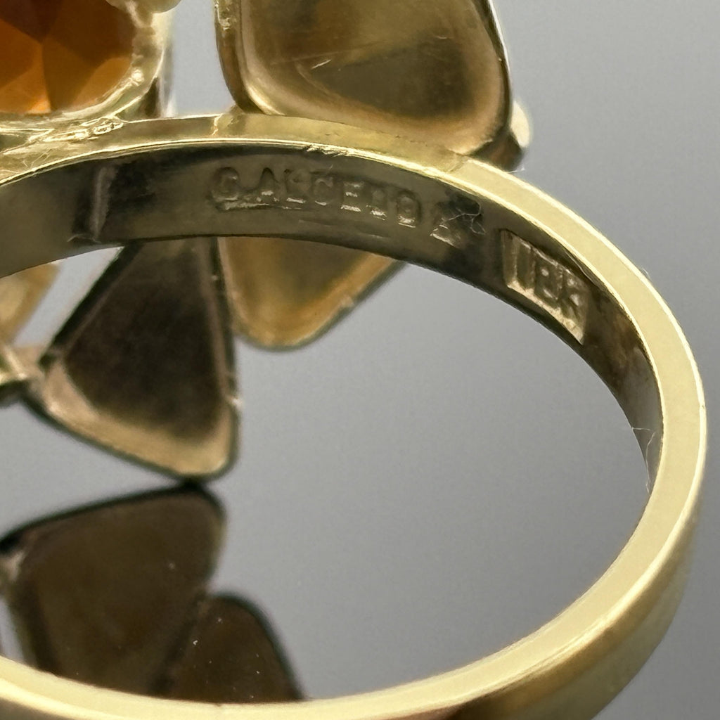 Mid-Century Modern Mediera Citrine Ring 18k - G. Alcedo