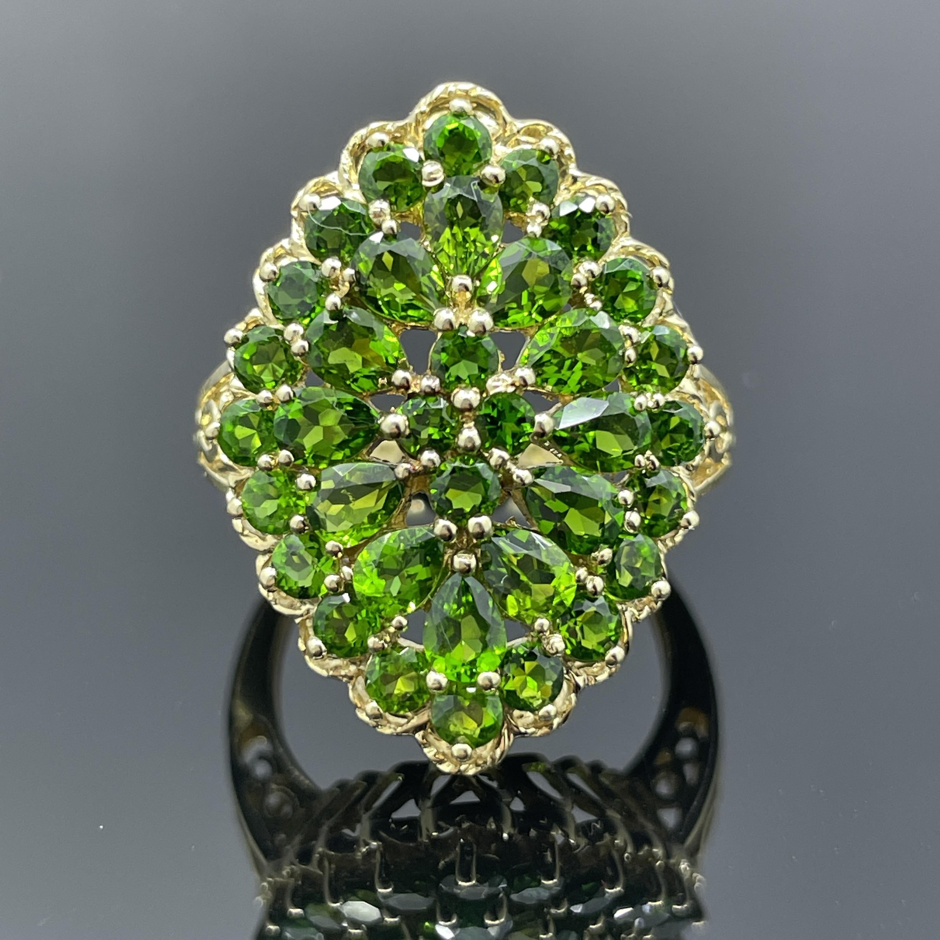 Estate Tsavorite Garnet 14k Yellow Gold Cocktail Ring