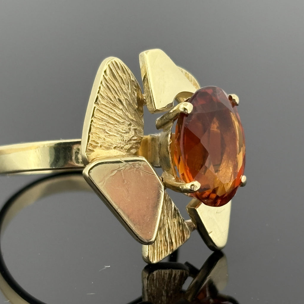 Mid-Century Modern Mediera Citrine Ring 18k - G. Alcedo