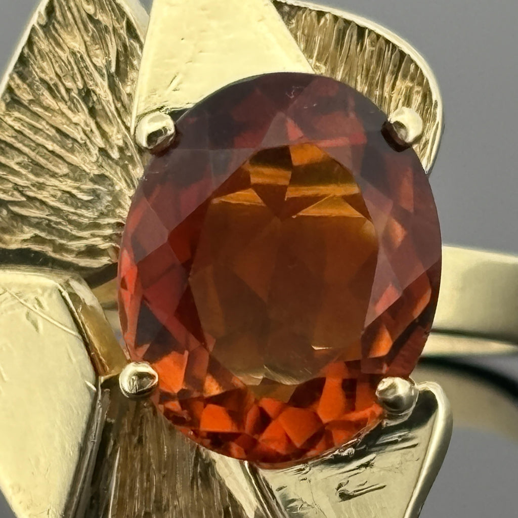 Mid-Century Modern Mediera Citrine Ring 18k - G. Alcedo