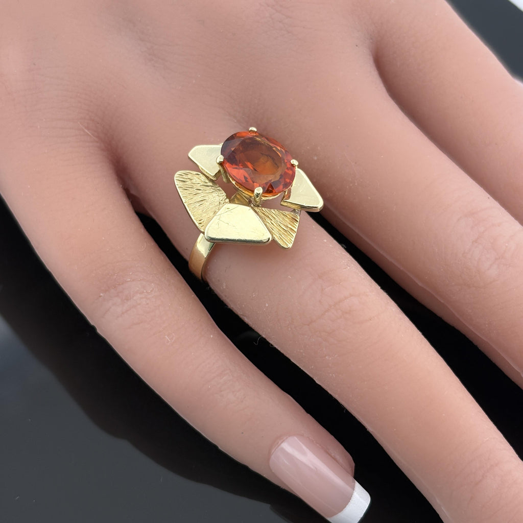 Mid-Century Modern Mediera Citrine Ring 18k - G. Alcedo