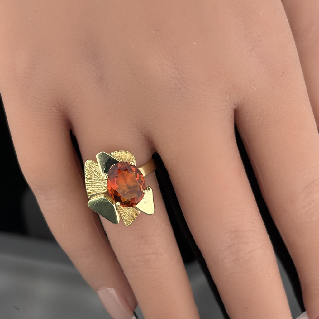 Mid-Century Modern Mediera Citrine Ring 18k - G. Alcedo