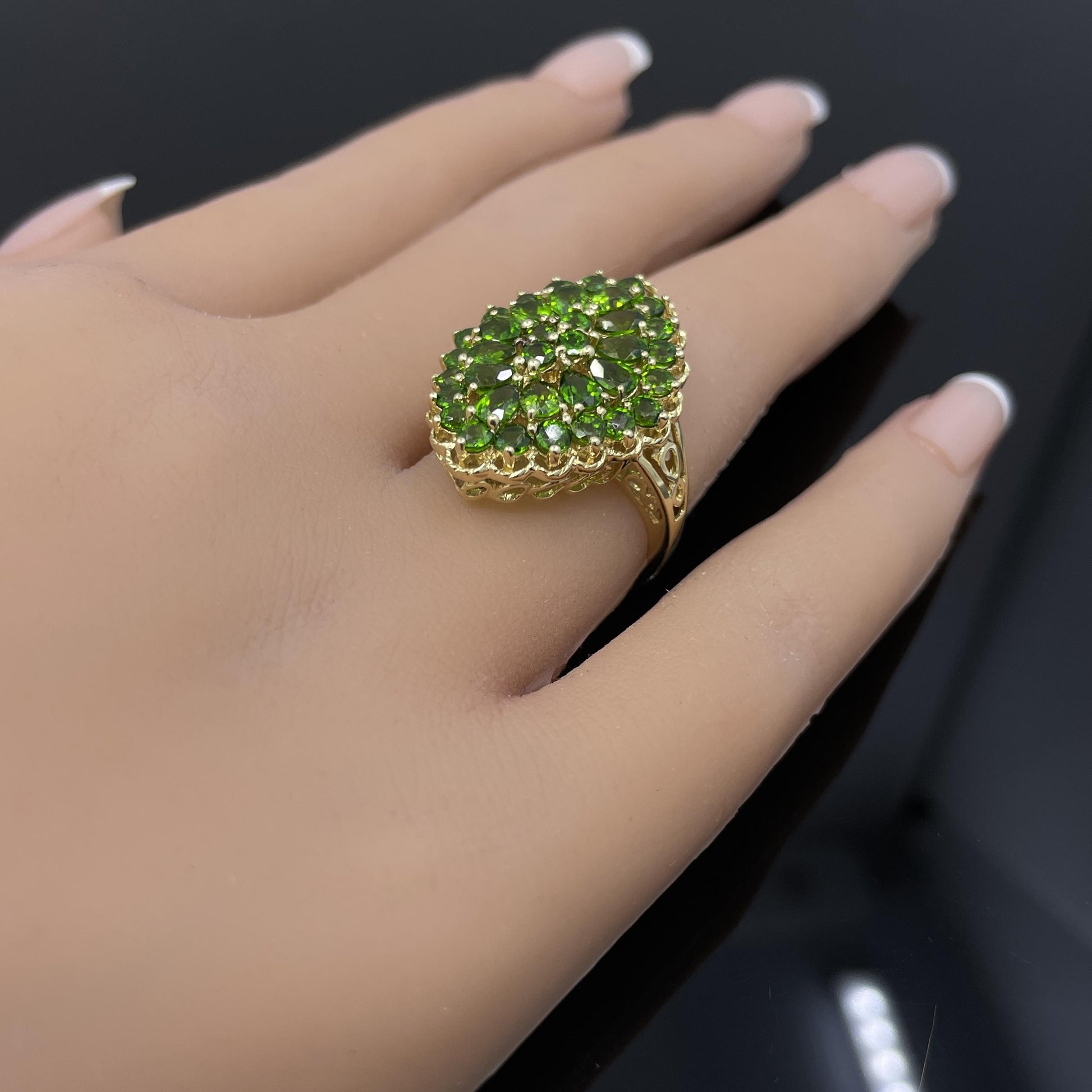 Estate Tsavorite Garnet 14k Yellow Gold Cocktail Ring
