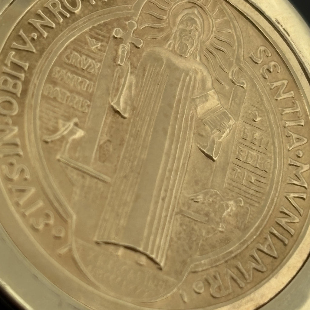 Large St. Benedict Medal 18k in 14k Frame - 30.5mm - Italy - 15.3g