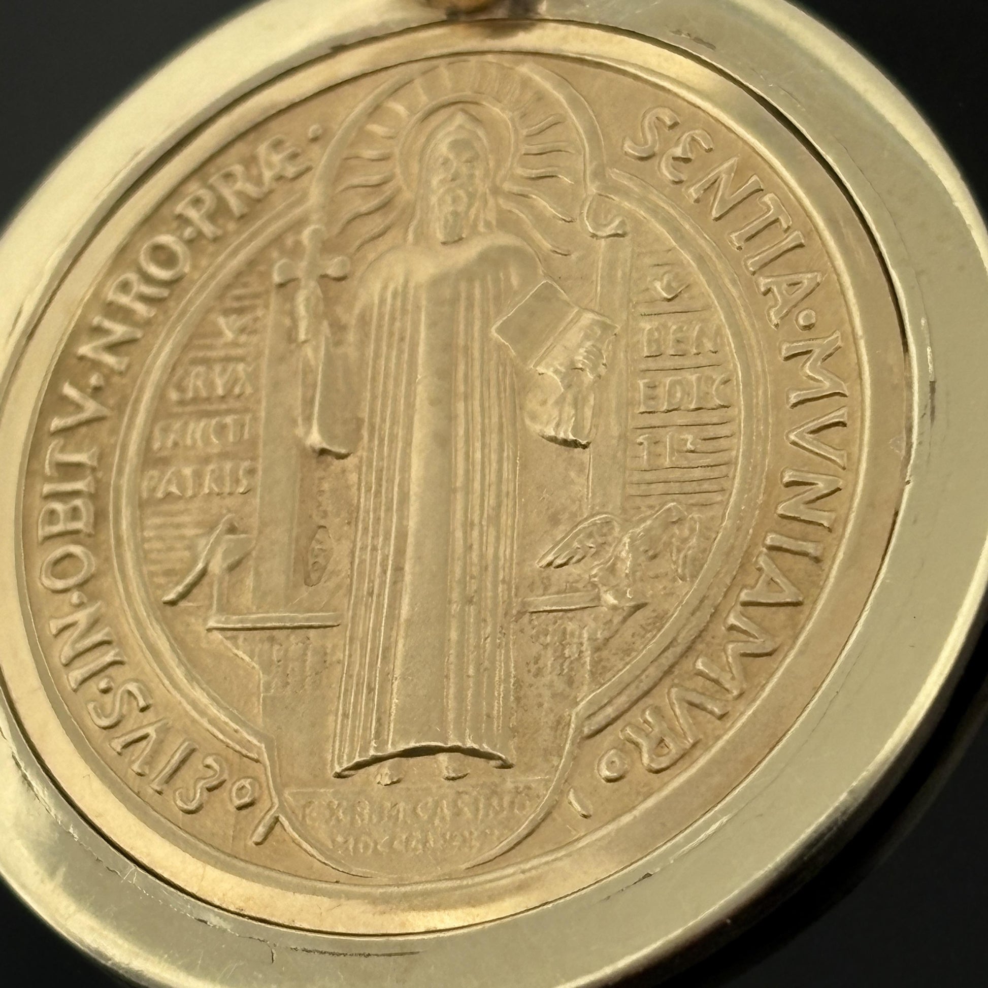 Large St. Benedict Medal 18k in 14k Frame - 30.5mm - Italy - 15.3g