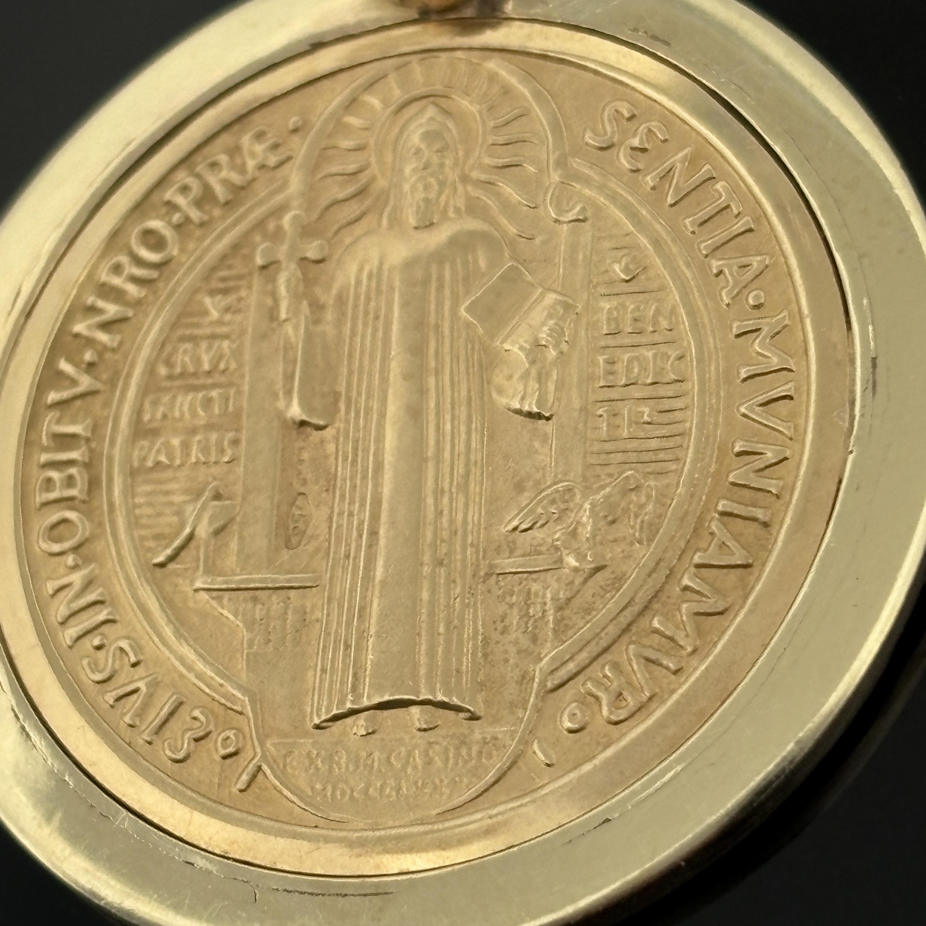 Large St. Benedict Medal 18k in 14k Frame - 30.5mm - Italy - 15.3g