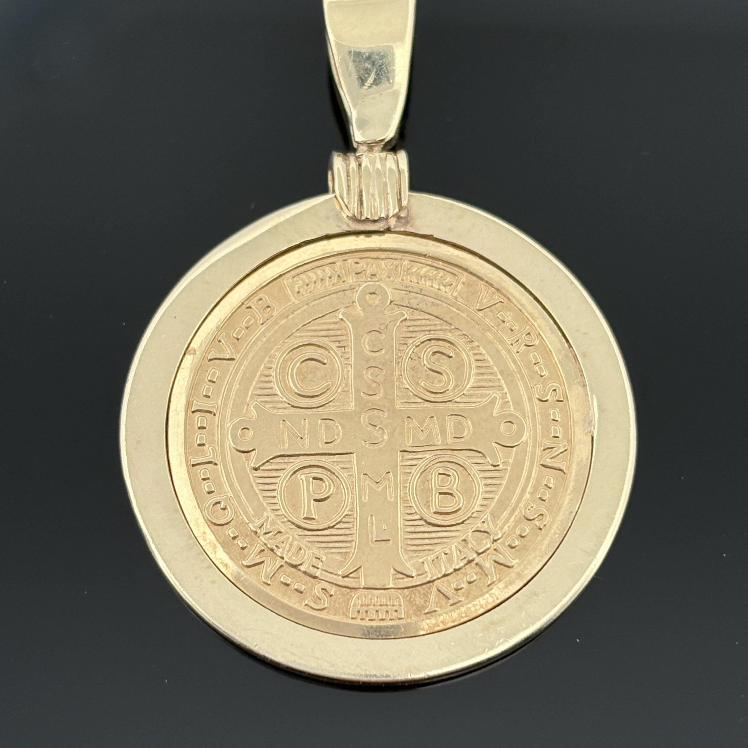 Large St. Benedict Medal 18k in 14k Frame - 30.5mm - Italy - 15.3g