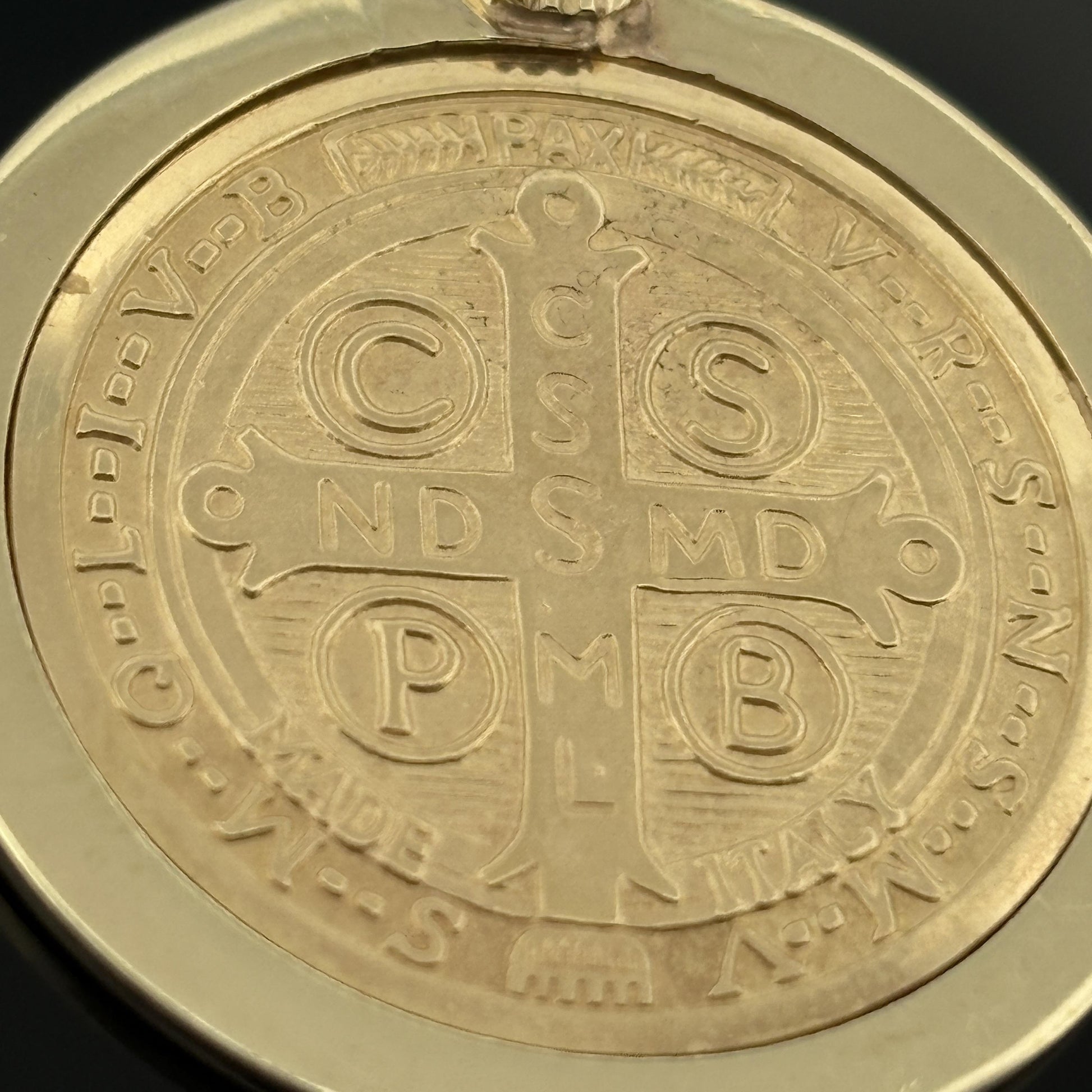 Large St. Benedict Medal 18k in 14k Frame - 30.5mm - Italy - 15.3g