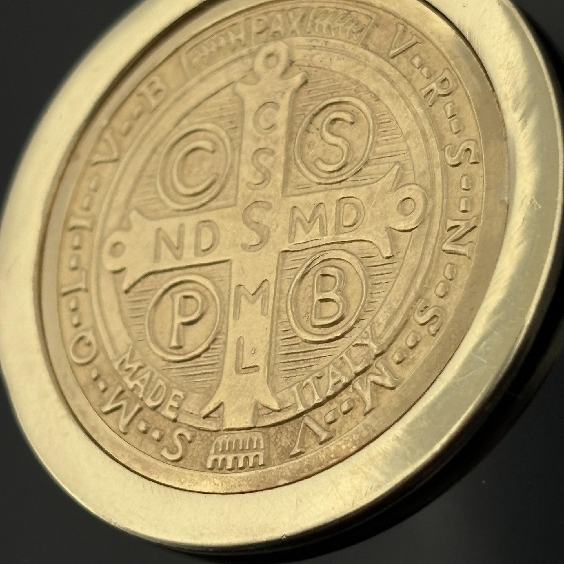 Large St. Benedict Medal 18k in 14k Frame - 30.5mm - Italy - 15.3g