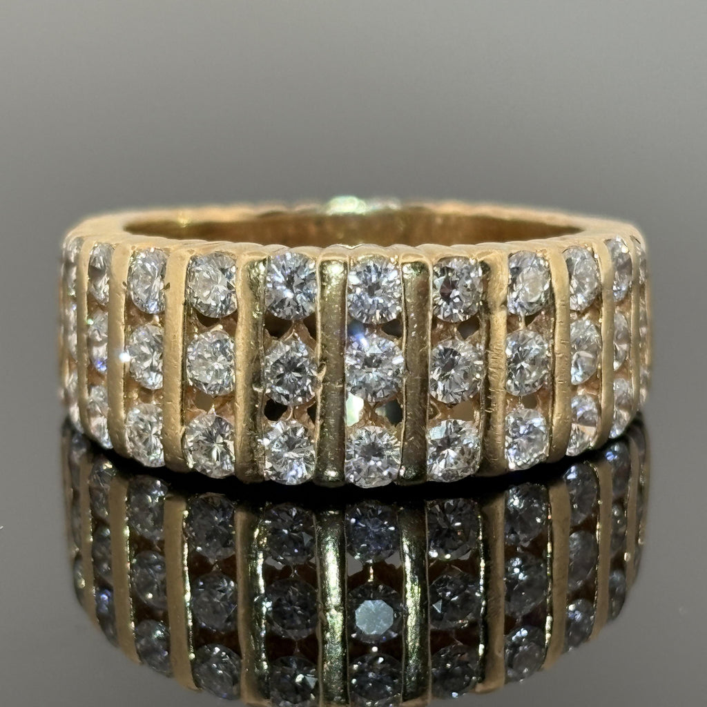 Vintage Hammerman Bros Ribbed Diamond Band, 1.30ctw 14k, ca 1980