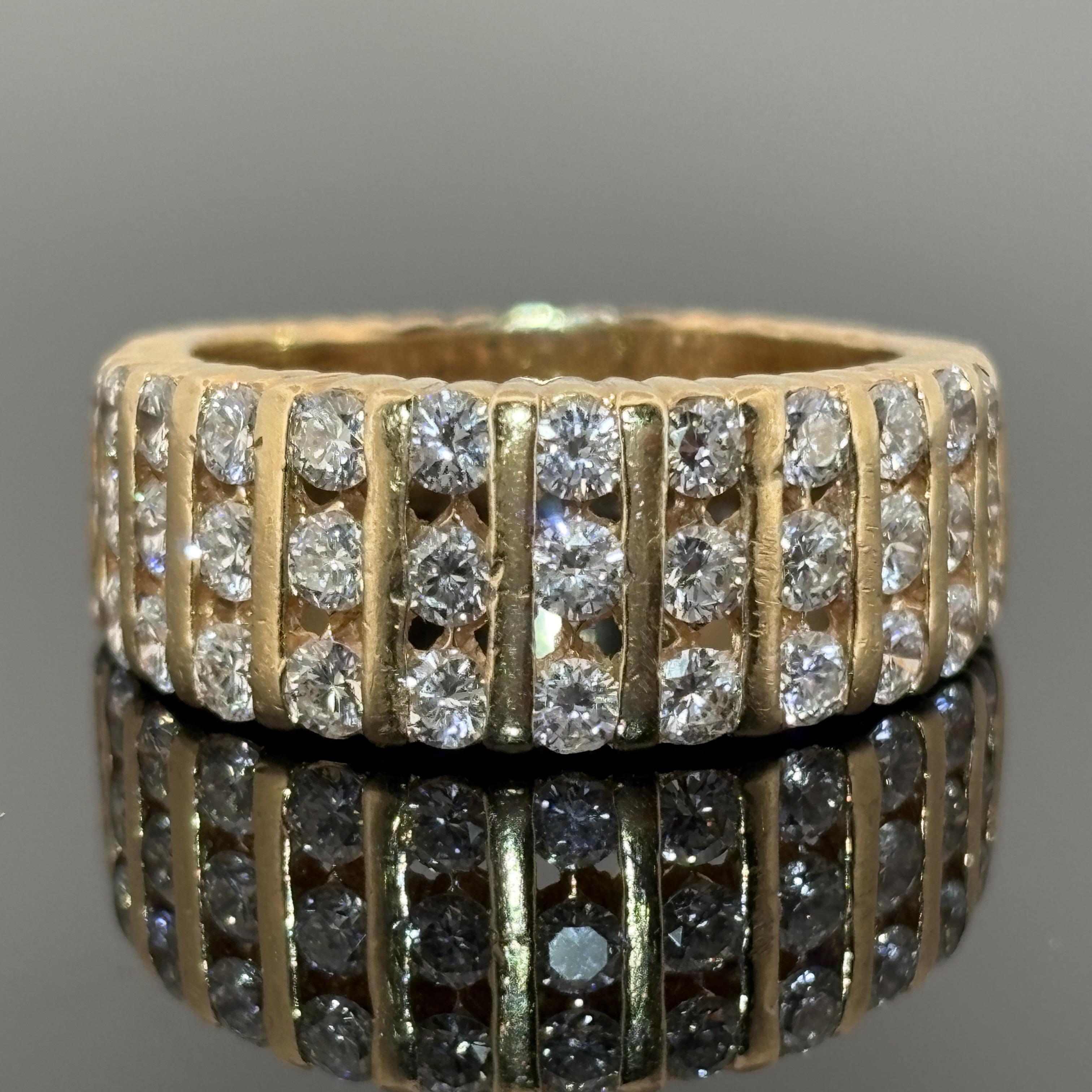 Vintage Hammerman Bros Ribbed Diamond Band, 1.30ctw 14k, ca 1980