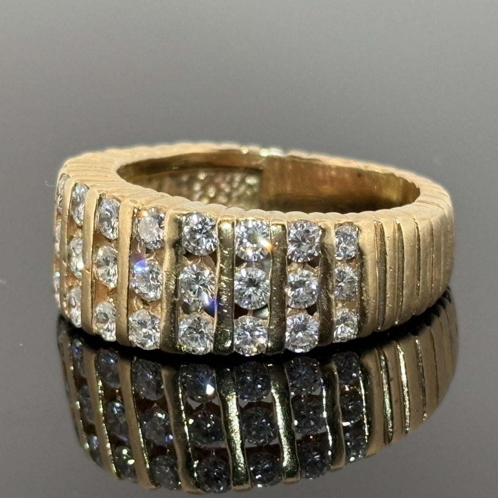 Vintage Hammerman Bros Ribbed Diamond Band, 1.30ctw 14k, ca 1980