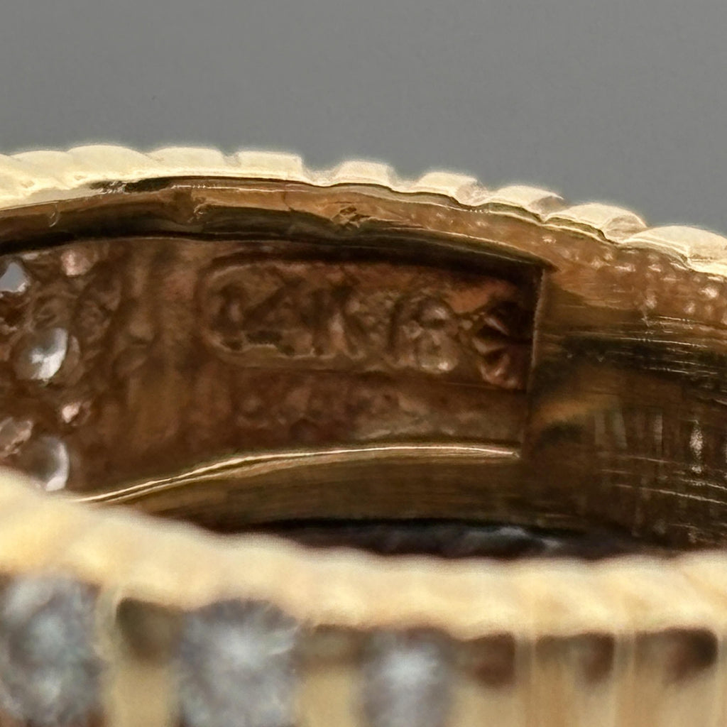 Vintage Hammerman Bros Ribbed Diamond Band, 1.30ctw 14k, ca 1980