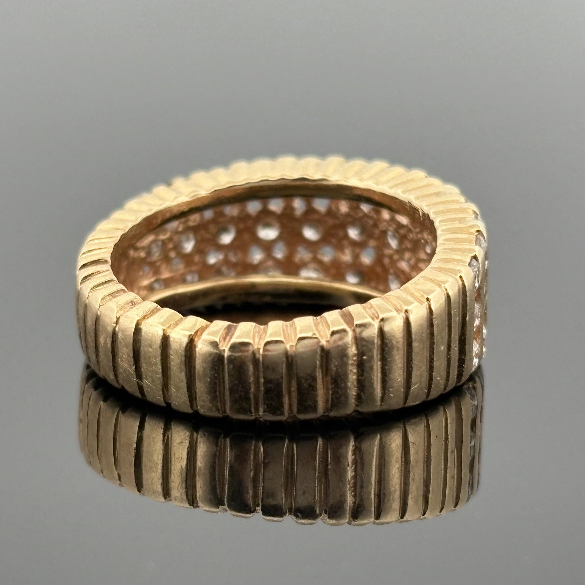 Vintage Hammerman Bros Ribbed Diamond Band, 1.30ctw 14k, ca 1980