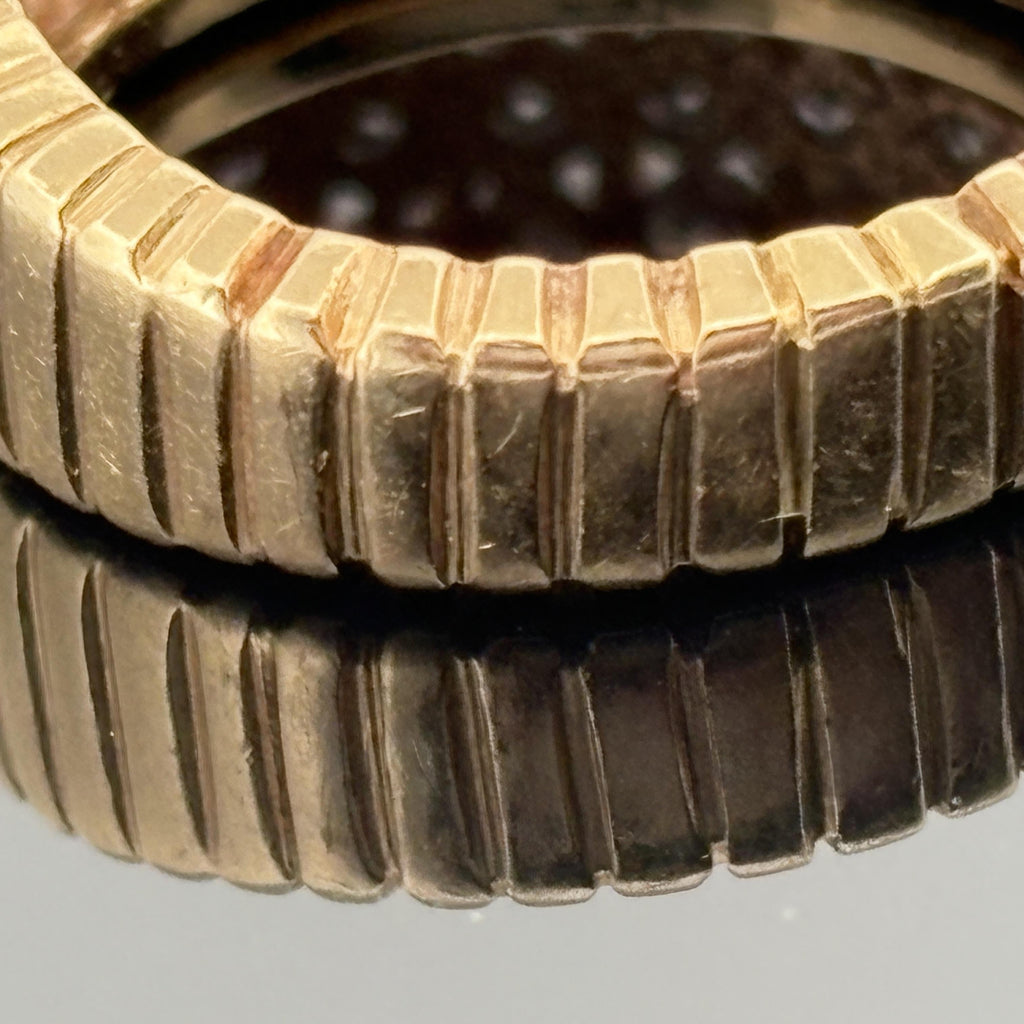 Vintage Hammerman Bros Ribbed Diamond Band, 1.30ctw 14k, ca 1980