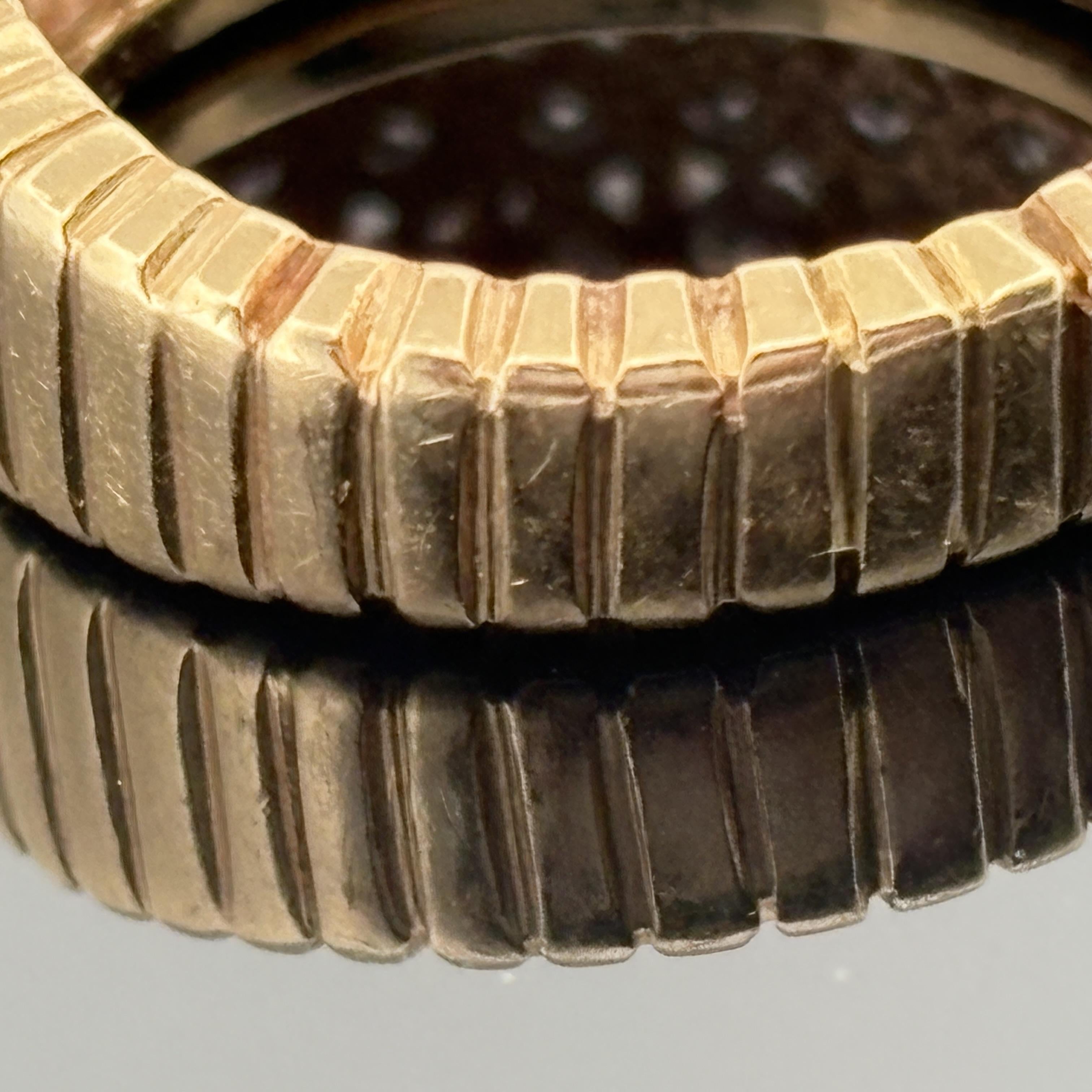 Vintage Hammerman Bros Ribbed Diamond Band, 1.30ctw 14k, ca 1980
