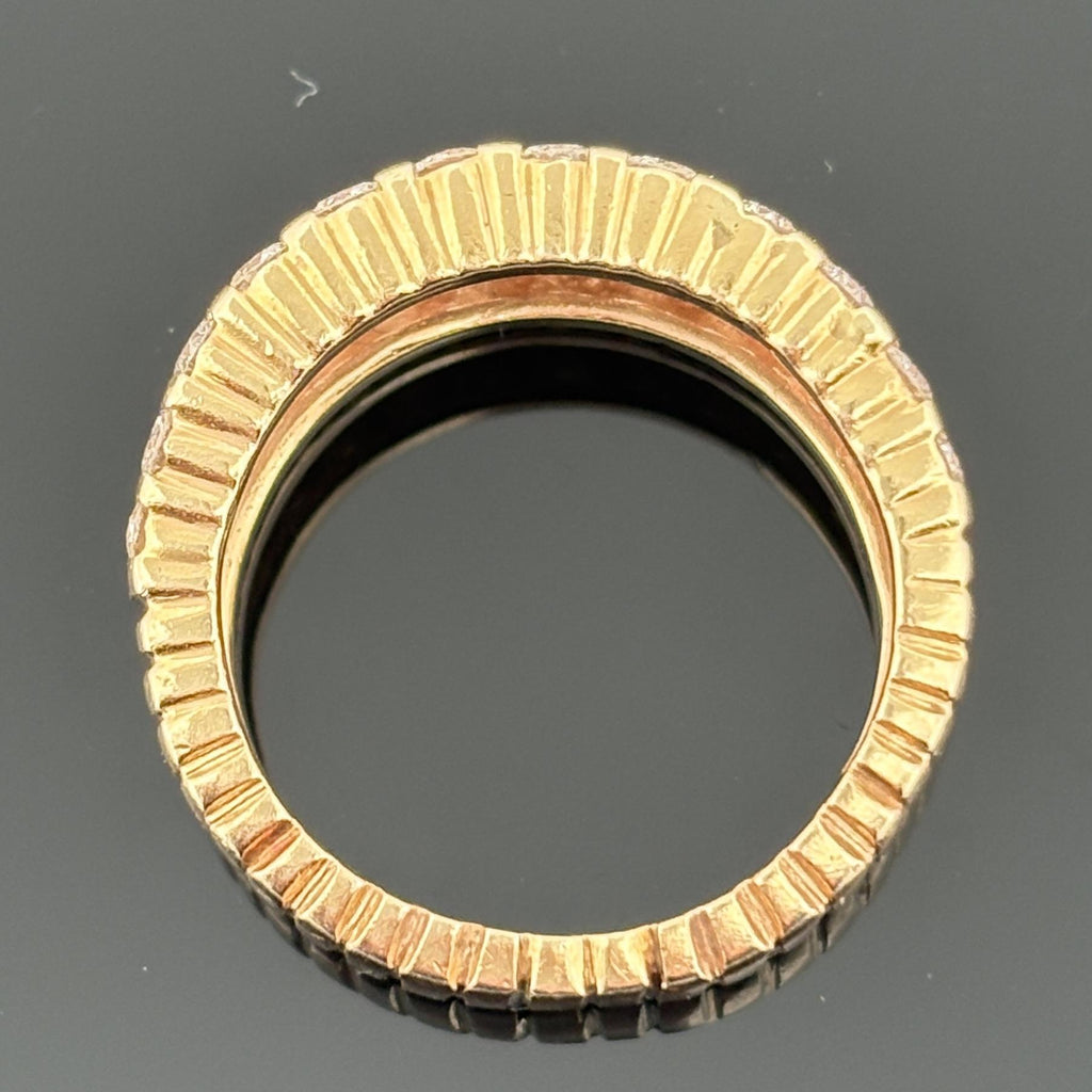 Vintage Hammerman Bros Ribbed Diamond Band, 1.30ctw 14k, ca 1980