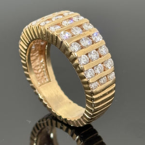 Vintage Hammerman Bros Ribbed Diamond Band, 1.30ctw 14k, ca 1980