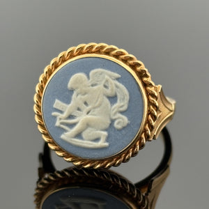 Vintage Wedgwood Jasperware Cameo Ring, 14k Yellow Gold