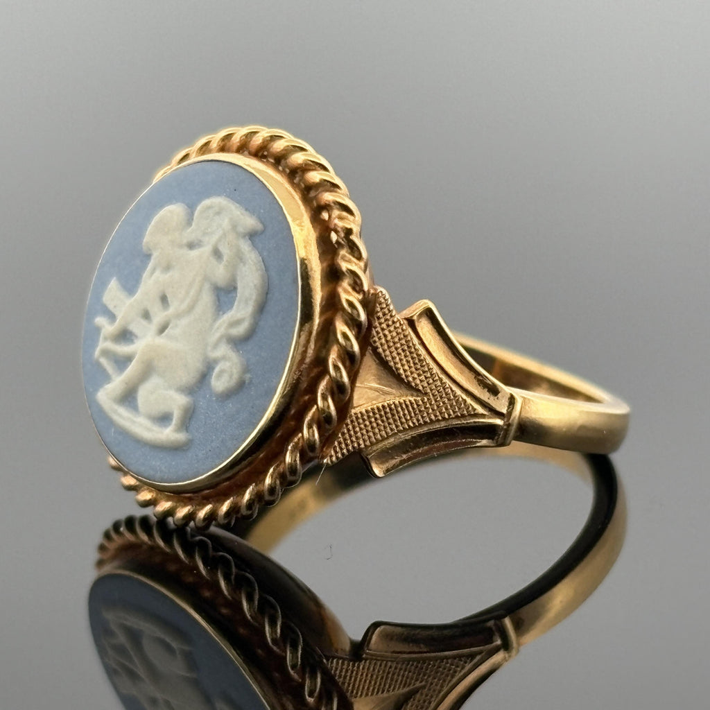 Vintage Wedgwood Jasperware Cameo Ring, 14k Yellow Gold
