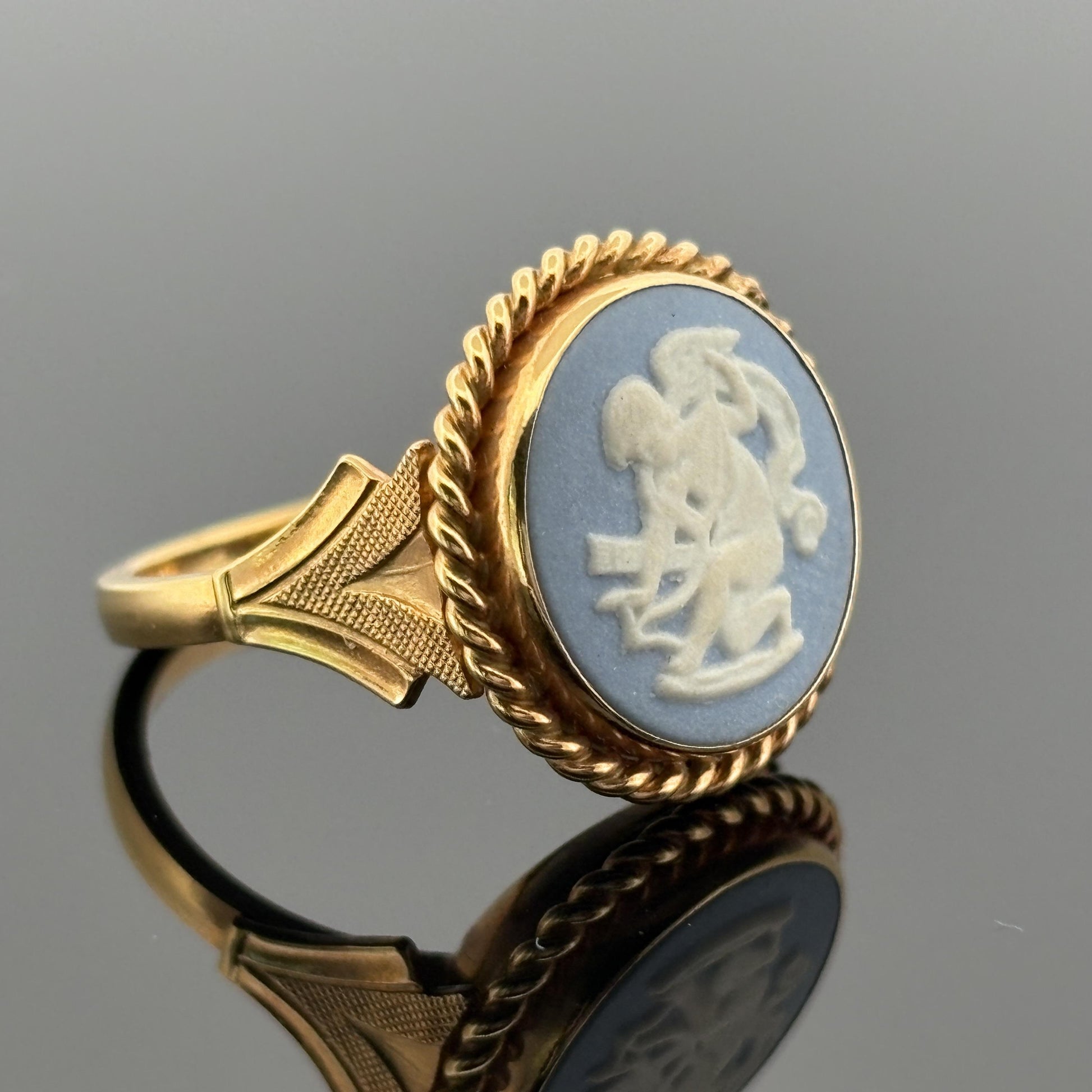Vintage Wedgwood Jasperware Cameo Ring, 14k Yellow Gold