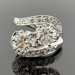Vintage Mid-Century Moi et Toi Diamond Ring w/ Lab Grown Diamonds - 18k
