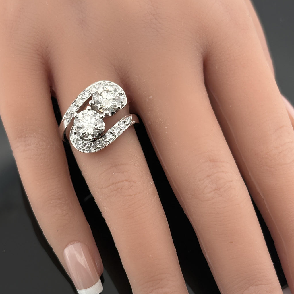 Vintage Mid-Century Moi et Toi Diamond Ring w/ Lab Grown Diamonds - 18k