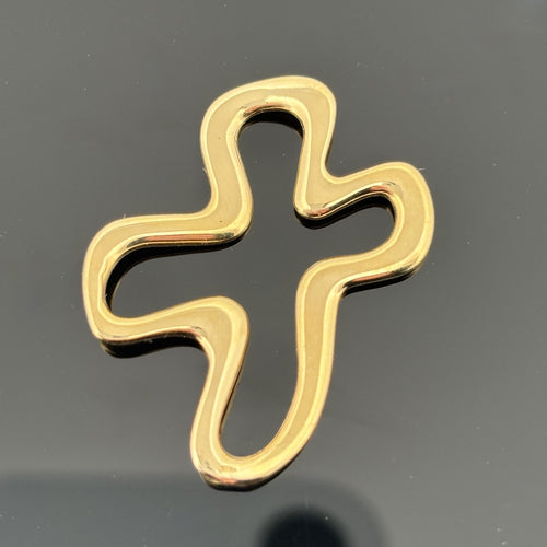 Abstract Openwork Cross Pendant in 18k Yellow Gold