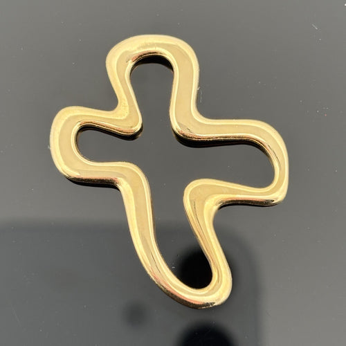 Abstract Openwork Cross Pendant in 18k Yellow Gold