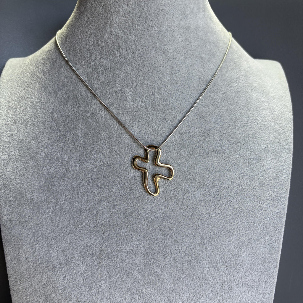 Abstract Openwork Cross Pendant in 18k Yellow Gold