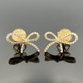 Estate Bow Diamond Earrings 0.24ctw 18k Yellow Gold