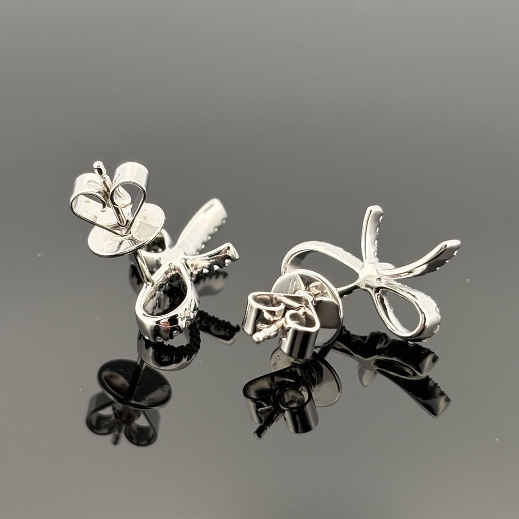 Estate Bow Diamond Earrings 0.23ctw 18k White Gold
