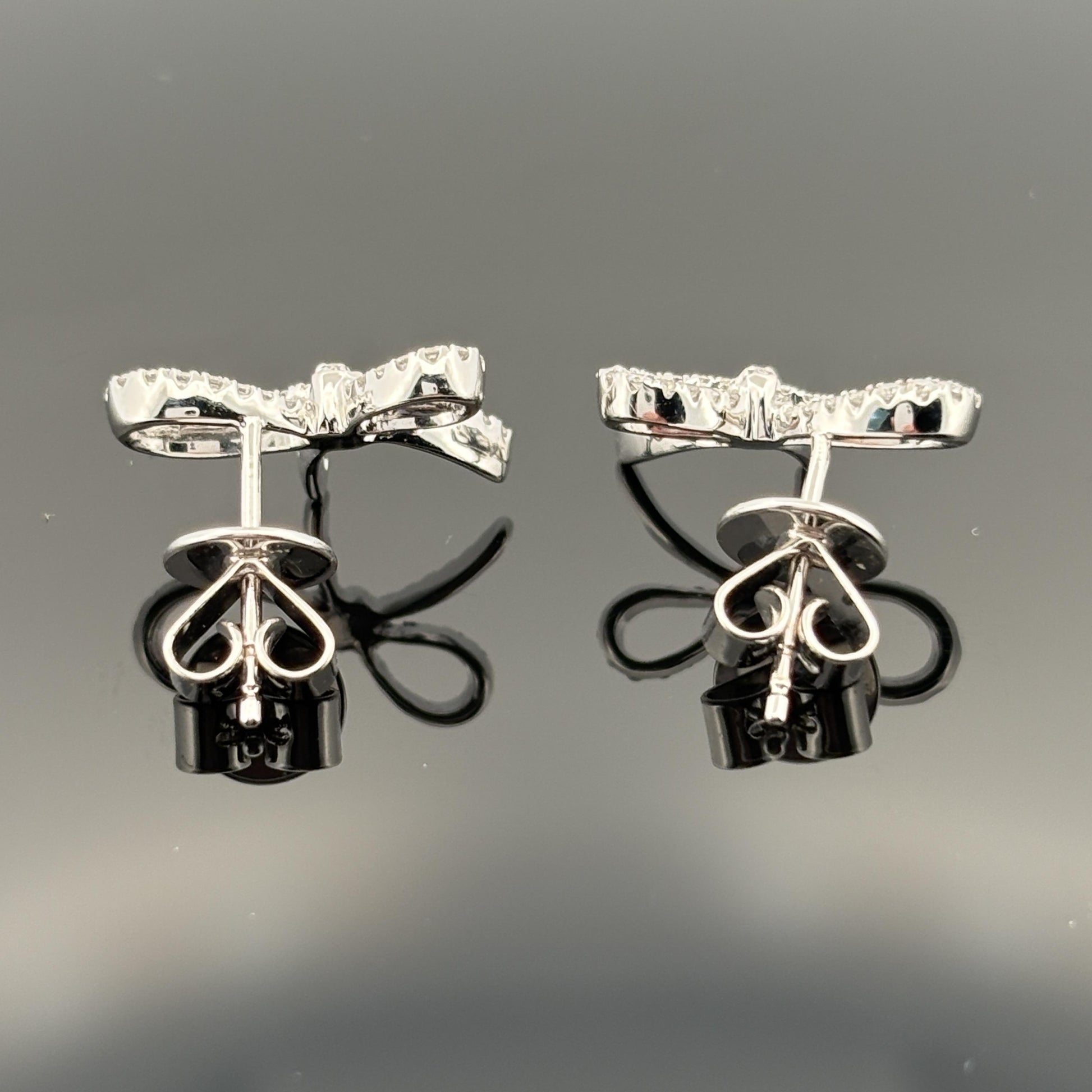 Estate Bow Diamond Earrings 0.23ctw 18k White Gold