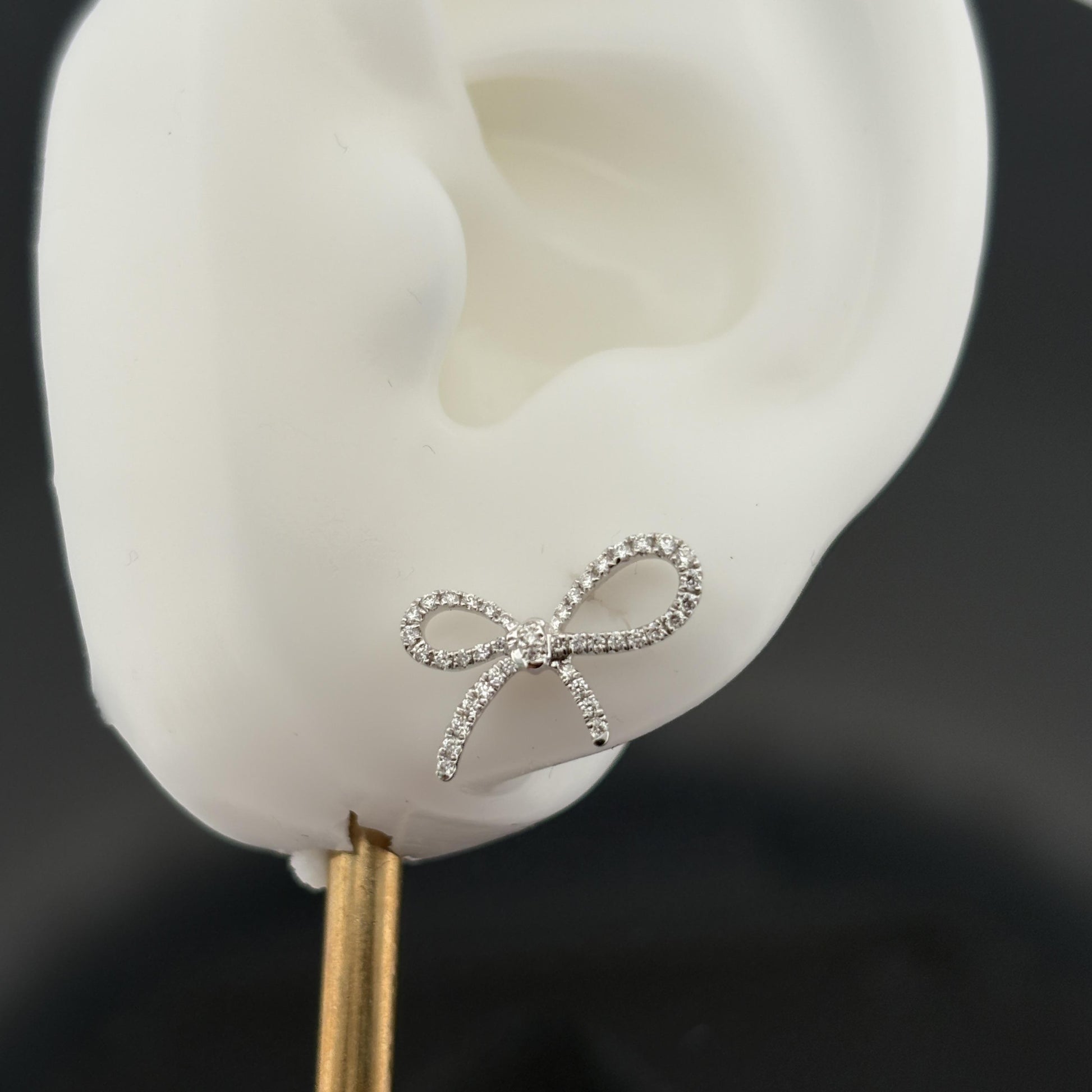 Estate Bow Diamond Earrings 0.23ctw 18k White Gold
