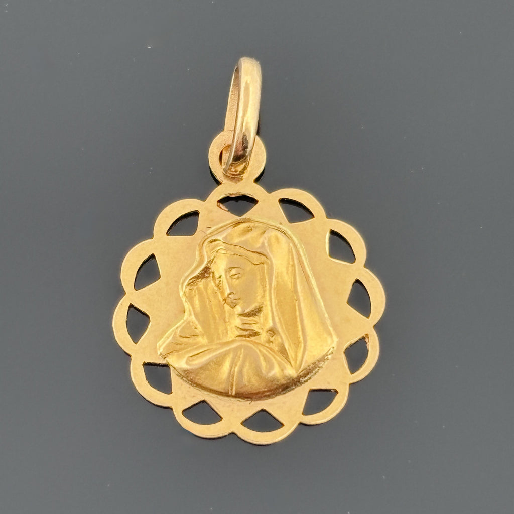 Blessed Virgin May Pendant Medal 18K Fratelli Pavan Italy - Approx 14mm