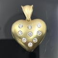 Estate Diamond Puffy Heart Pendant 14k Yellow Gold