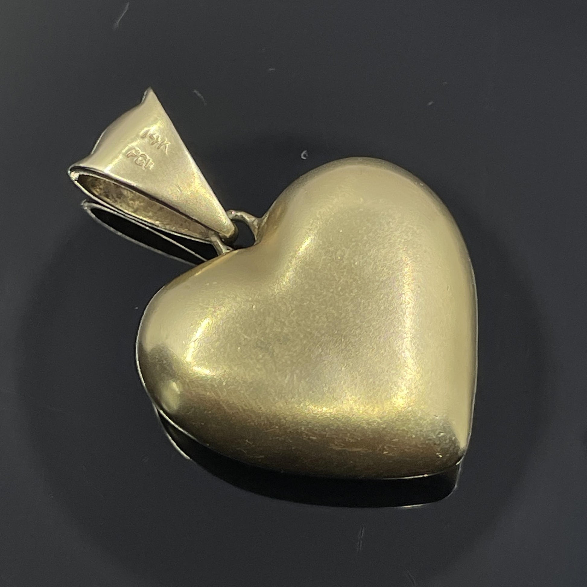 Estate Diamond Puffy Heart Pendant 14k Yellow Gold