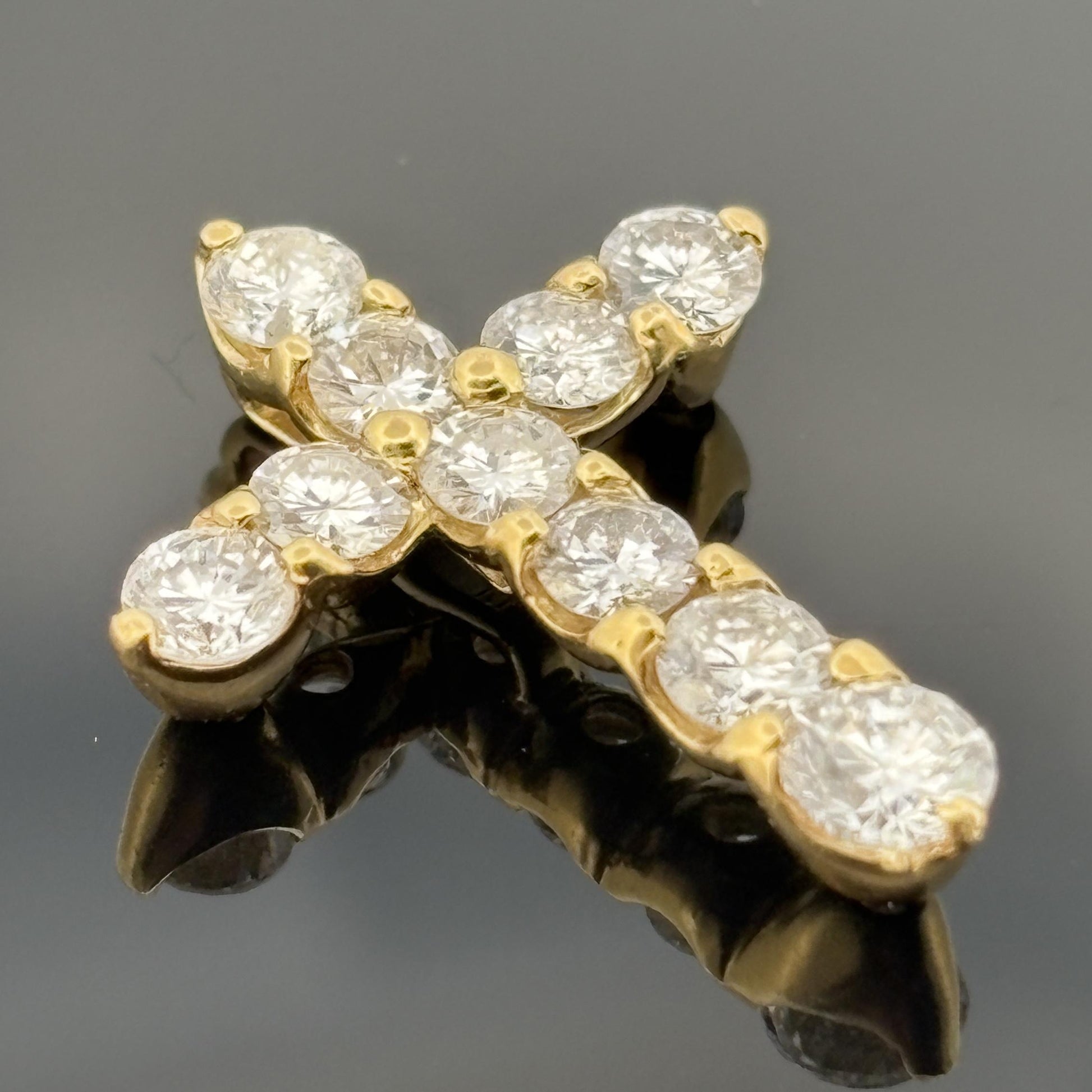 Diamond Cross Pendant 1.50ctw  18k Yellow Gold