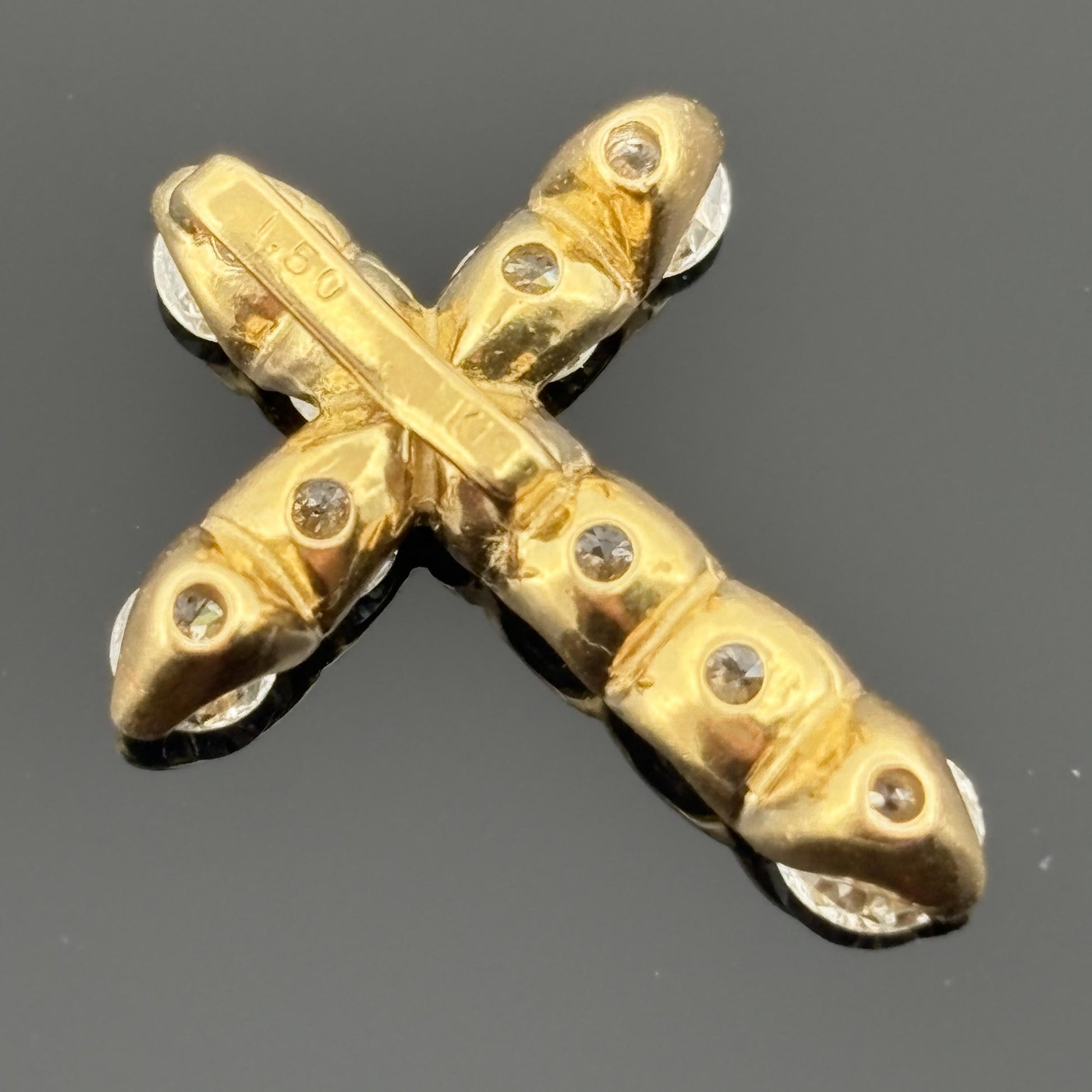 Diamond Cross Pendant 1.50ctw  18k Yellow Gold
