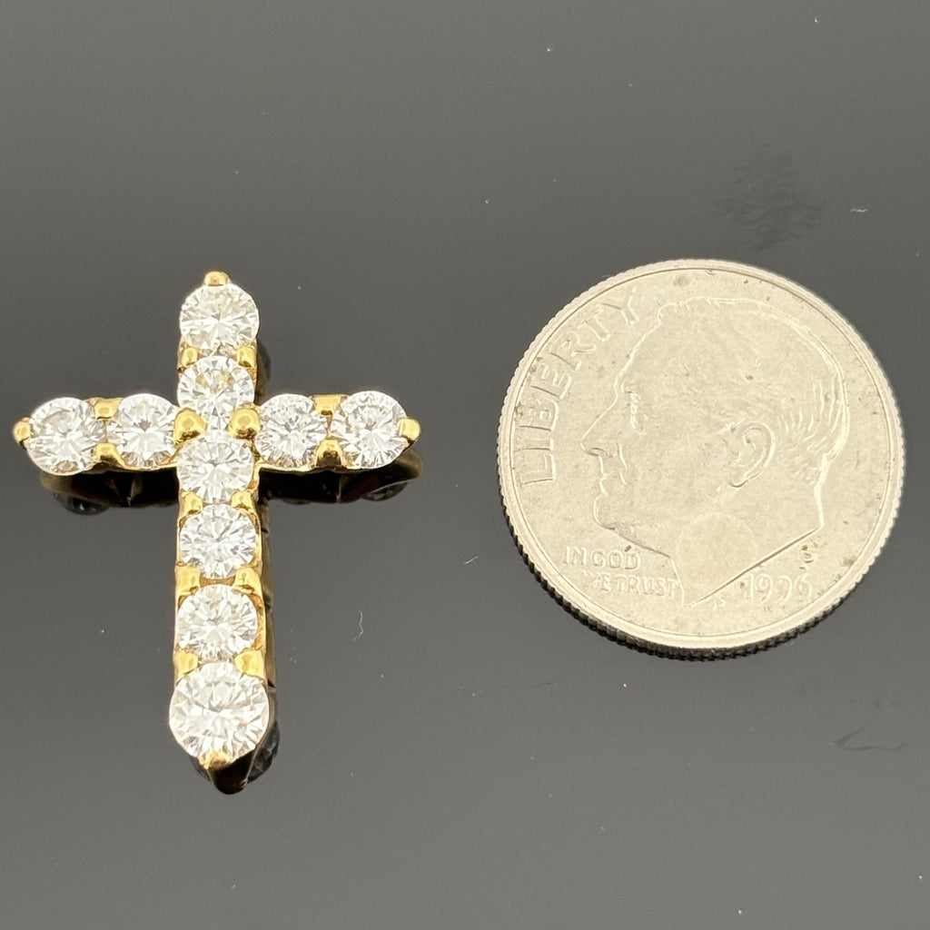 Diamond Cross Pendant 1.50ctw  18k Yellow Gold