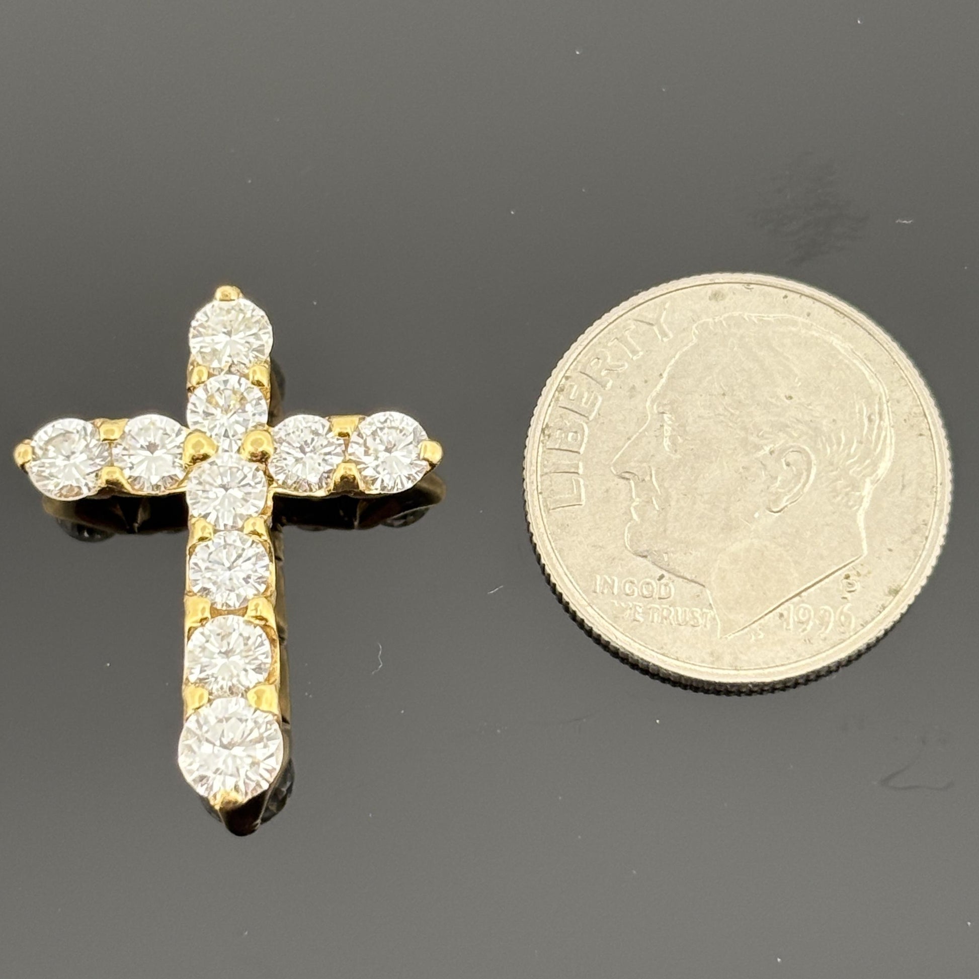 Diamond Cross Pendant 1.50ctw  18k Yellow Gold